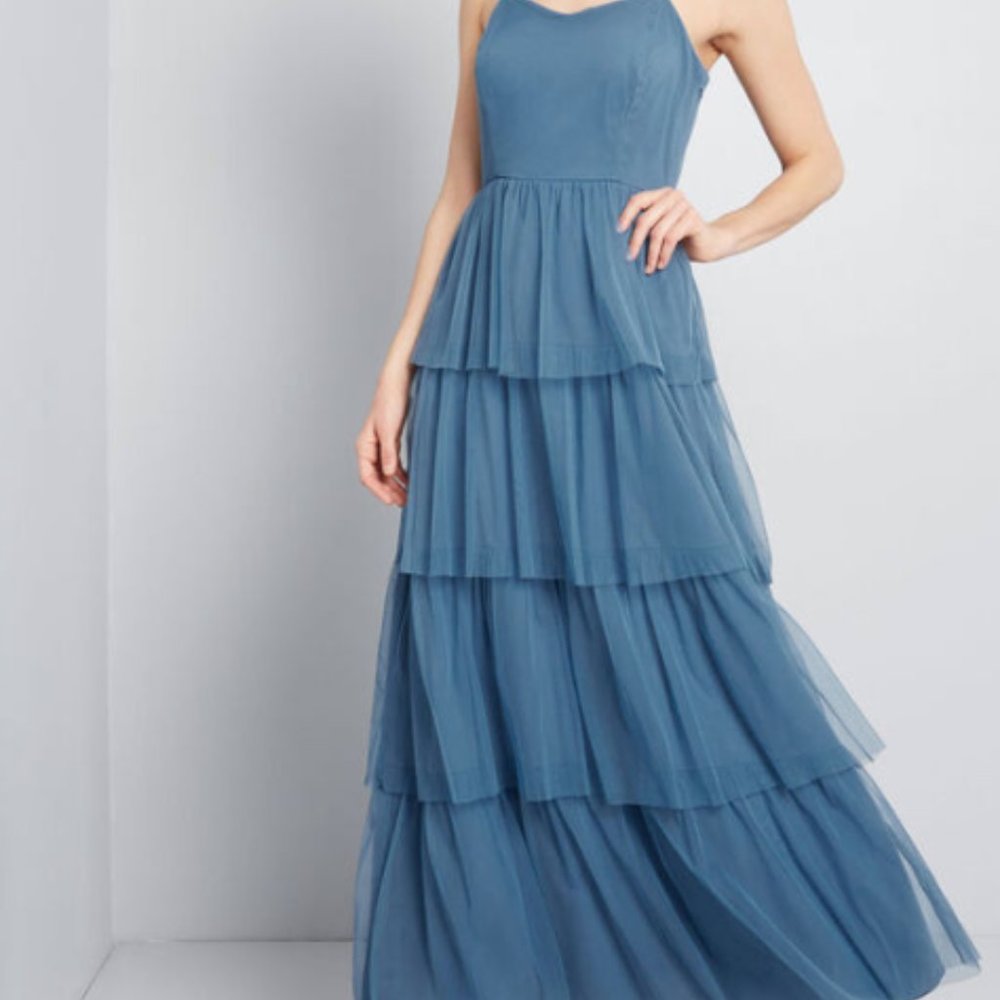 Blue ModCloth Heavenly Haute Tiered Maxi Dress
